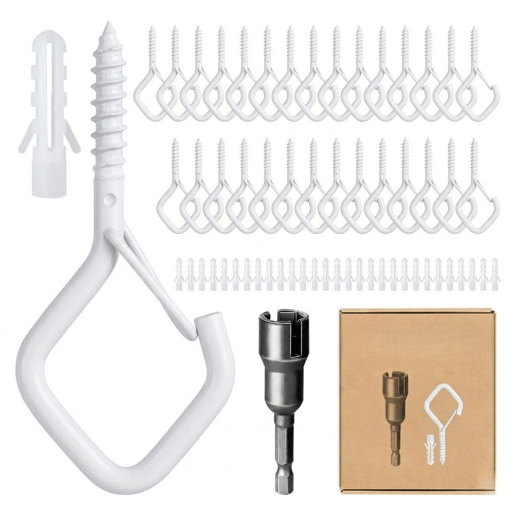 30-Piece Heavy Duty Outdoor String Light Hooks with Safety Buckle