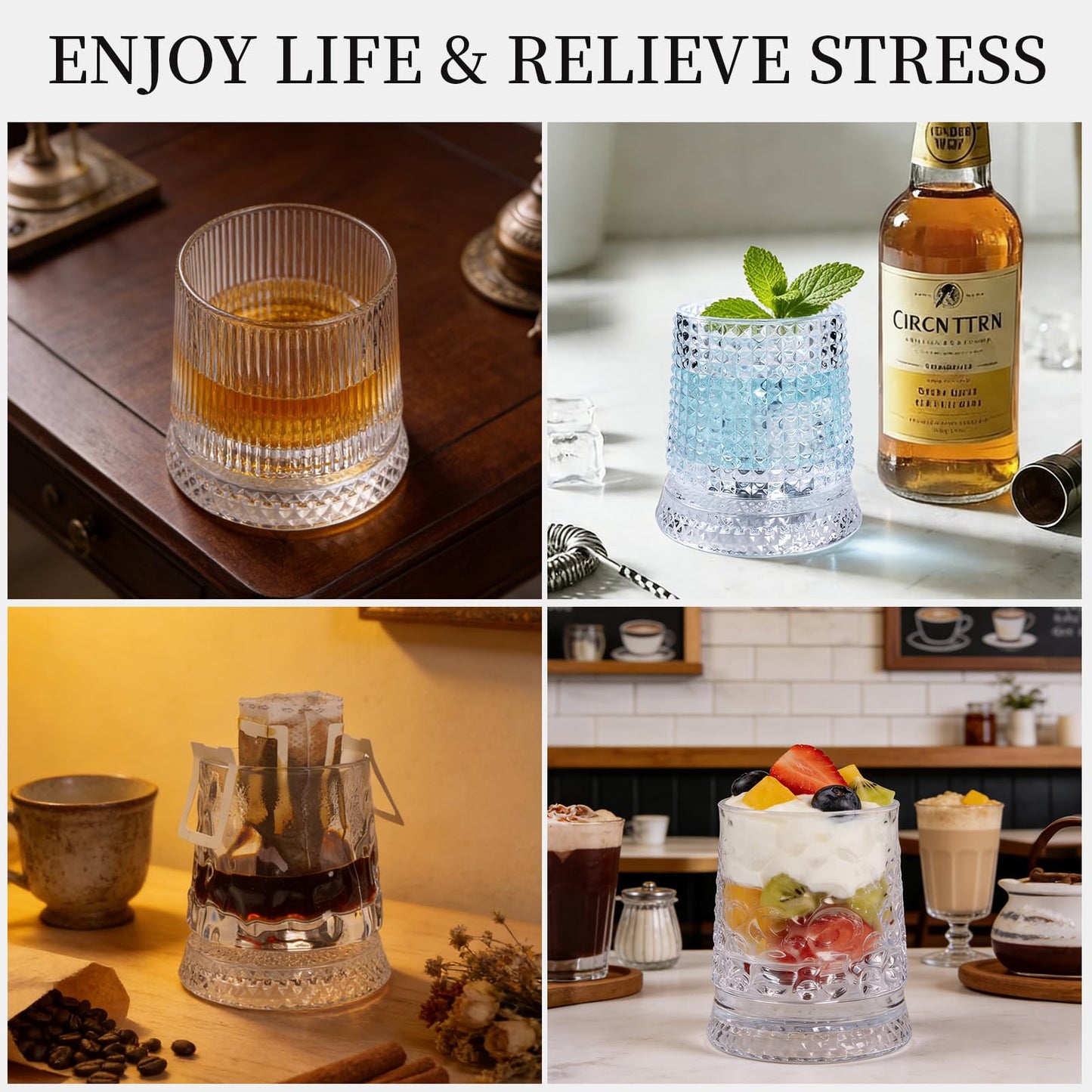 360° Spinning Whiskey Glass Set with Rotating Base