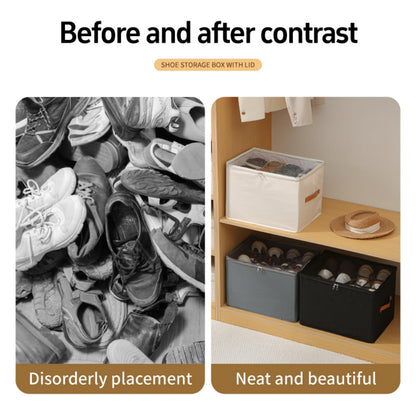 Foldable 12-Compartment Shoe & Closet Storage Box with Clear Zipper Lid