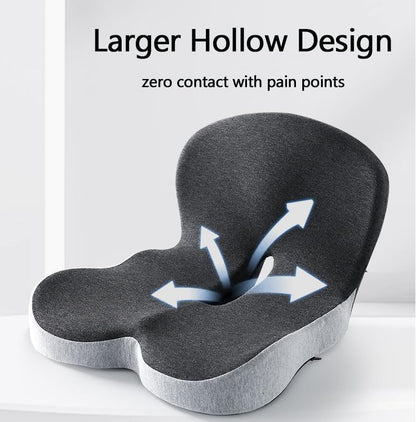 Ergonomic Orthopedic Memory Foam Seat Cushion with Lumbar Support