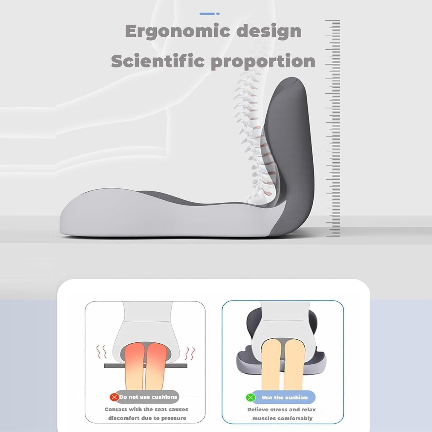 Ergonomic Orthopedic Memory Foam Seat Cushion with Lumbar Support