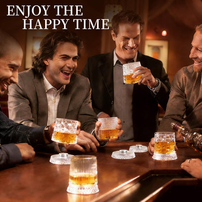 360° Spinning Whiskey Glass Set with Rotating Base
