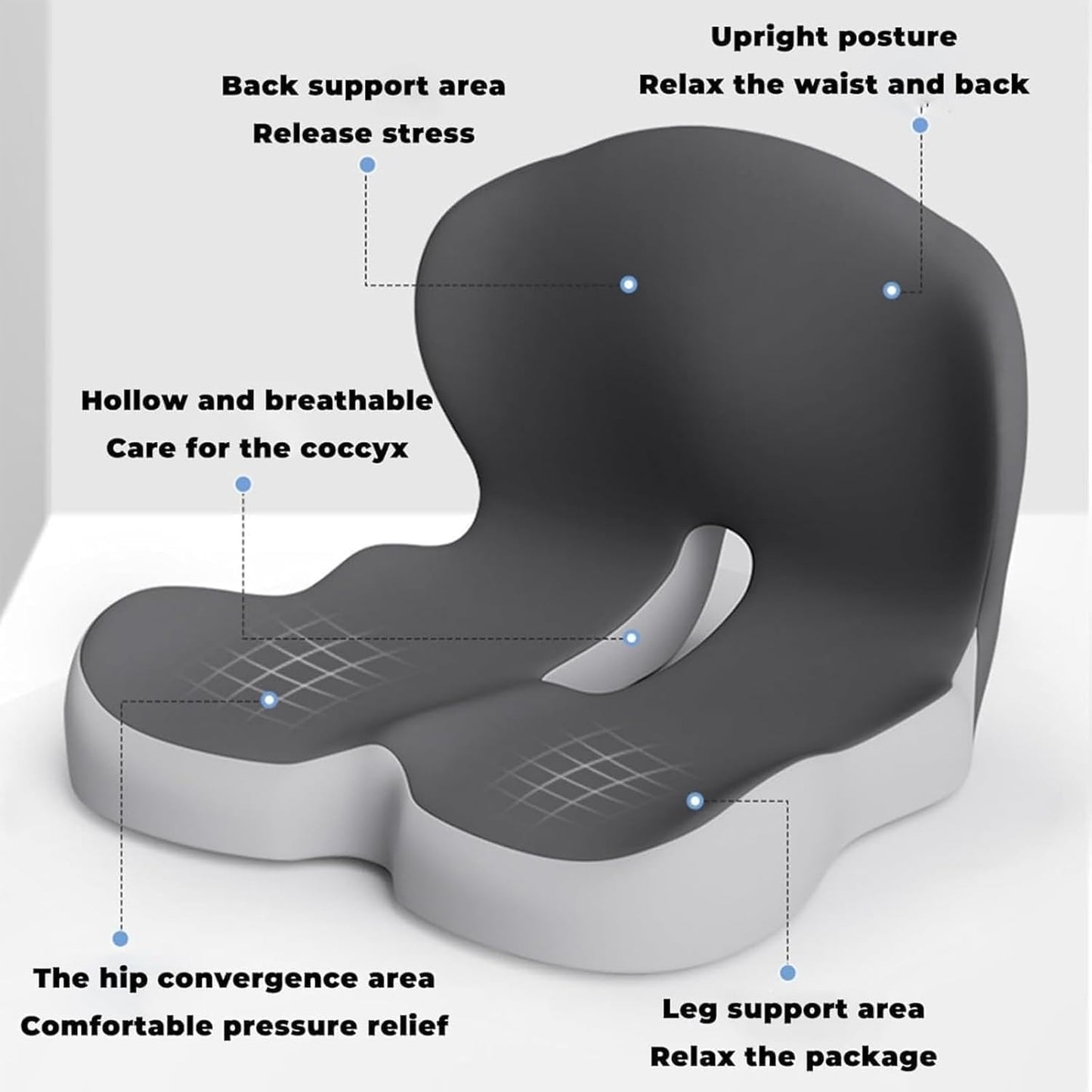 Ergonomic Orthopedic Memory Foam Seat Cushion with Lumbar Support