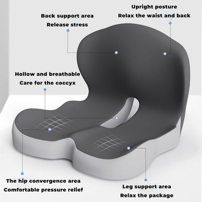 Ergonomic Orthopedic Memory Foam Seat Cushion with Lumbar Support