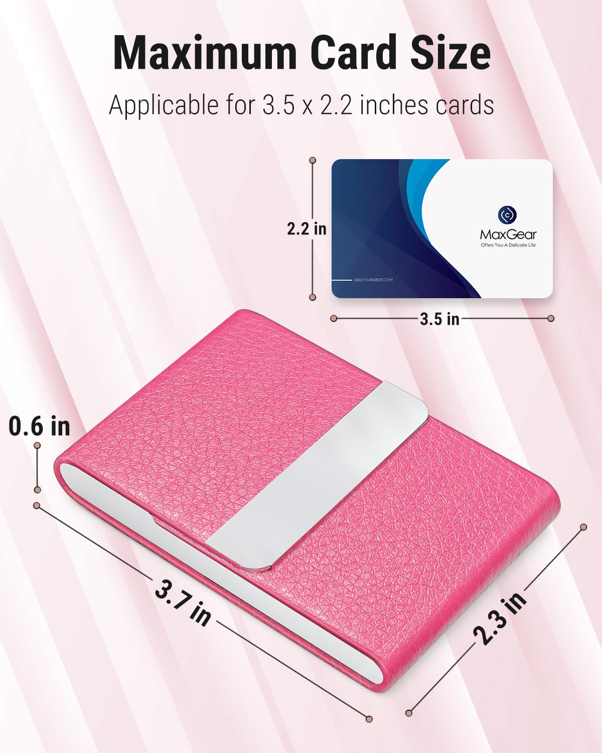 Slim Magnetic Leather Business Card Holder Case for Men & Women
