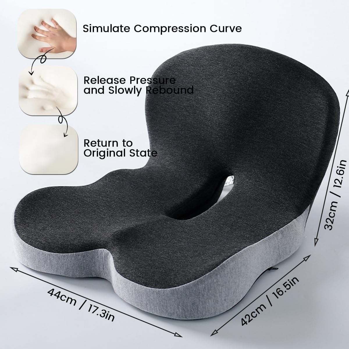Ergonomic Orthopedic Memory Foam Seat Cushion with Lumbar Support