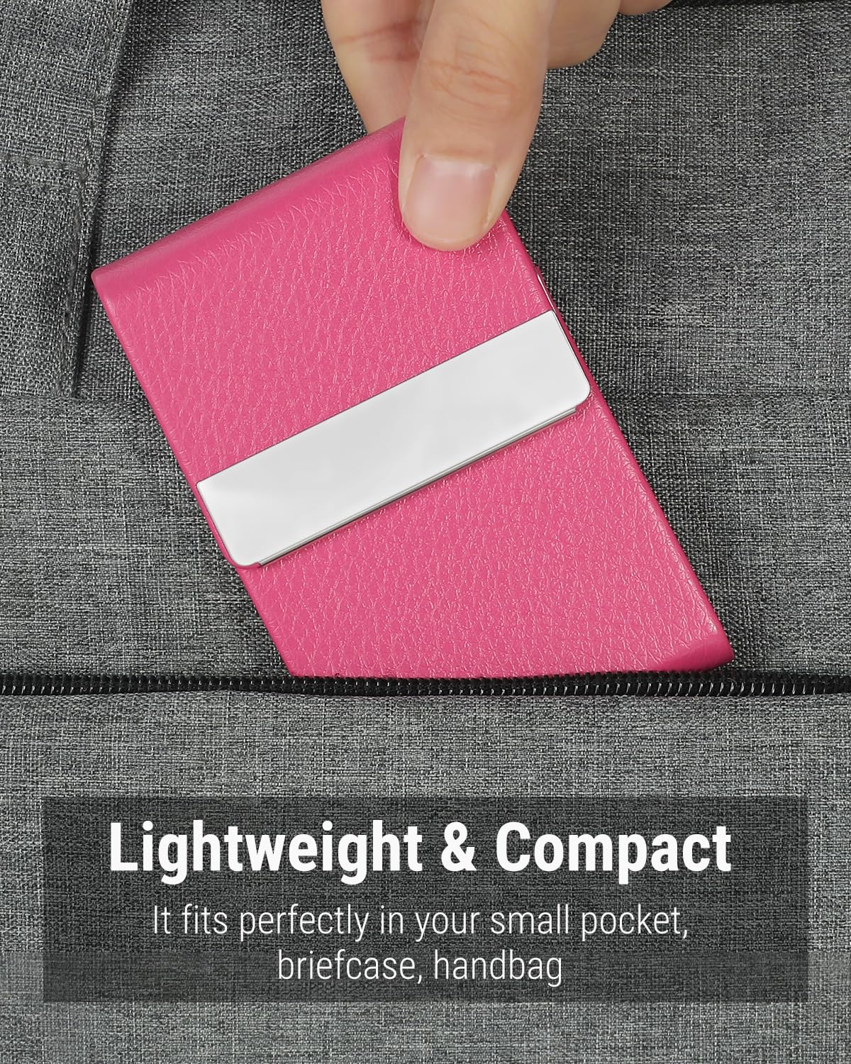 Slim Magnetic Leather Business Card Holder Case for Men & Women