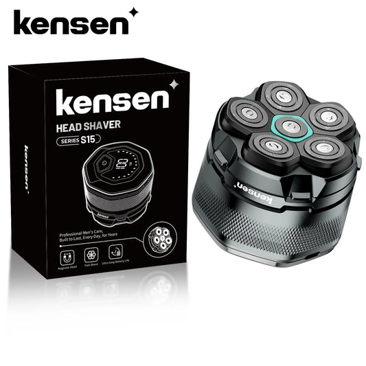 KENSEN Electric Head Shavers for Bald Men 6D Magnetic Razor Beard Trimmer USB Rechargeable LED Display Waterproof Beard Shavers