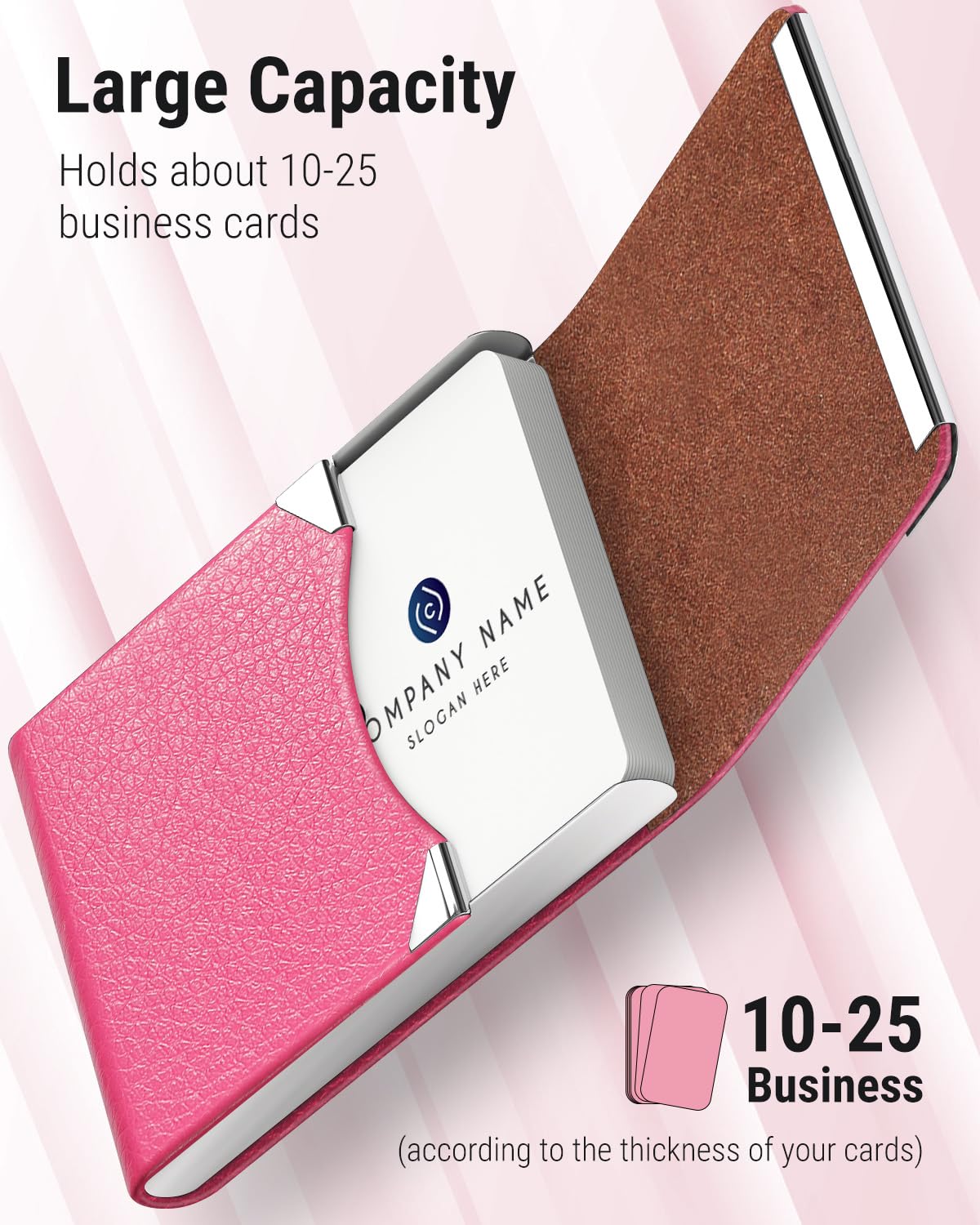 Slim Magnetic Leather Business Card Holder Case for Men & Women