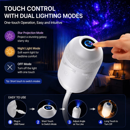 USB Starry Night Galaxy Projector & Soft LED Night Light