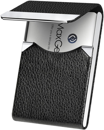 Slim Magnetic Leather Business Card Holder Case for Men & Women