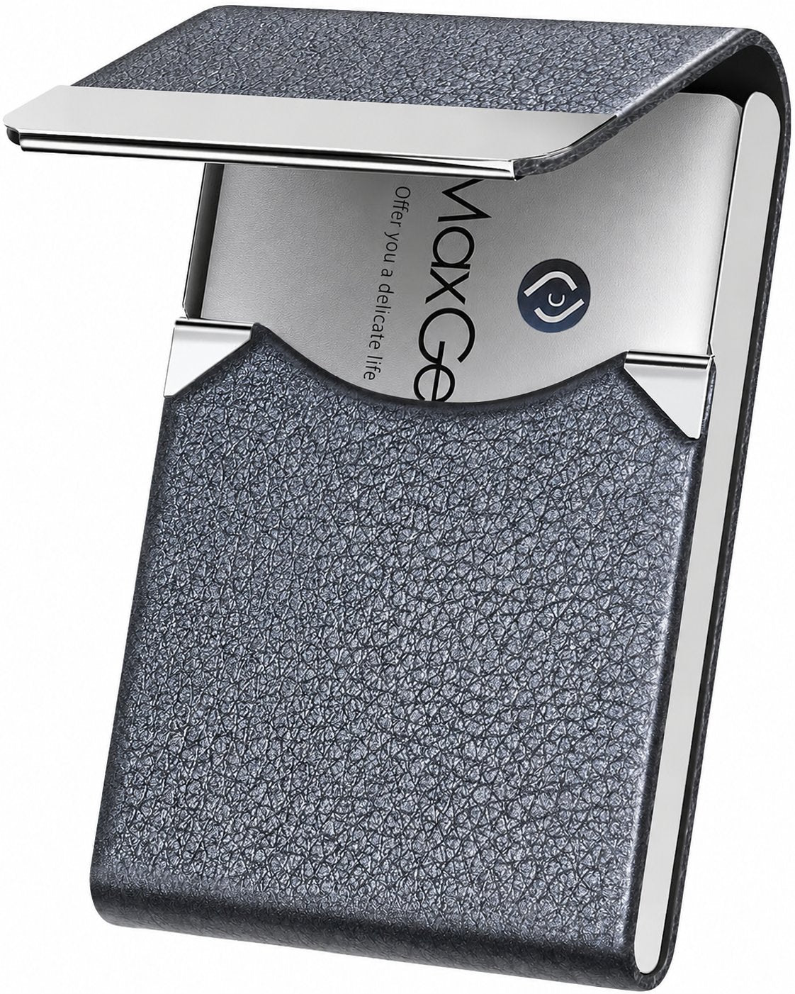 Slim Magnetic Leather Business Card Holder Case for Men & Women