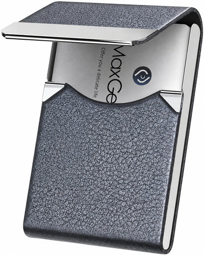 Slim Magnetic Leather Business Card Holder Case for Men & Women