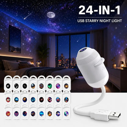 USB Starry Night Galaxy Projector & Soft LED Night Light
