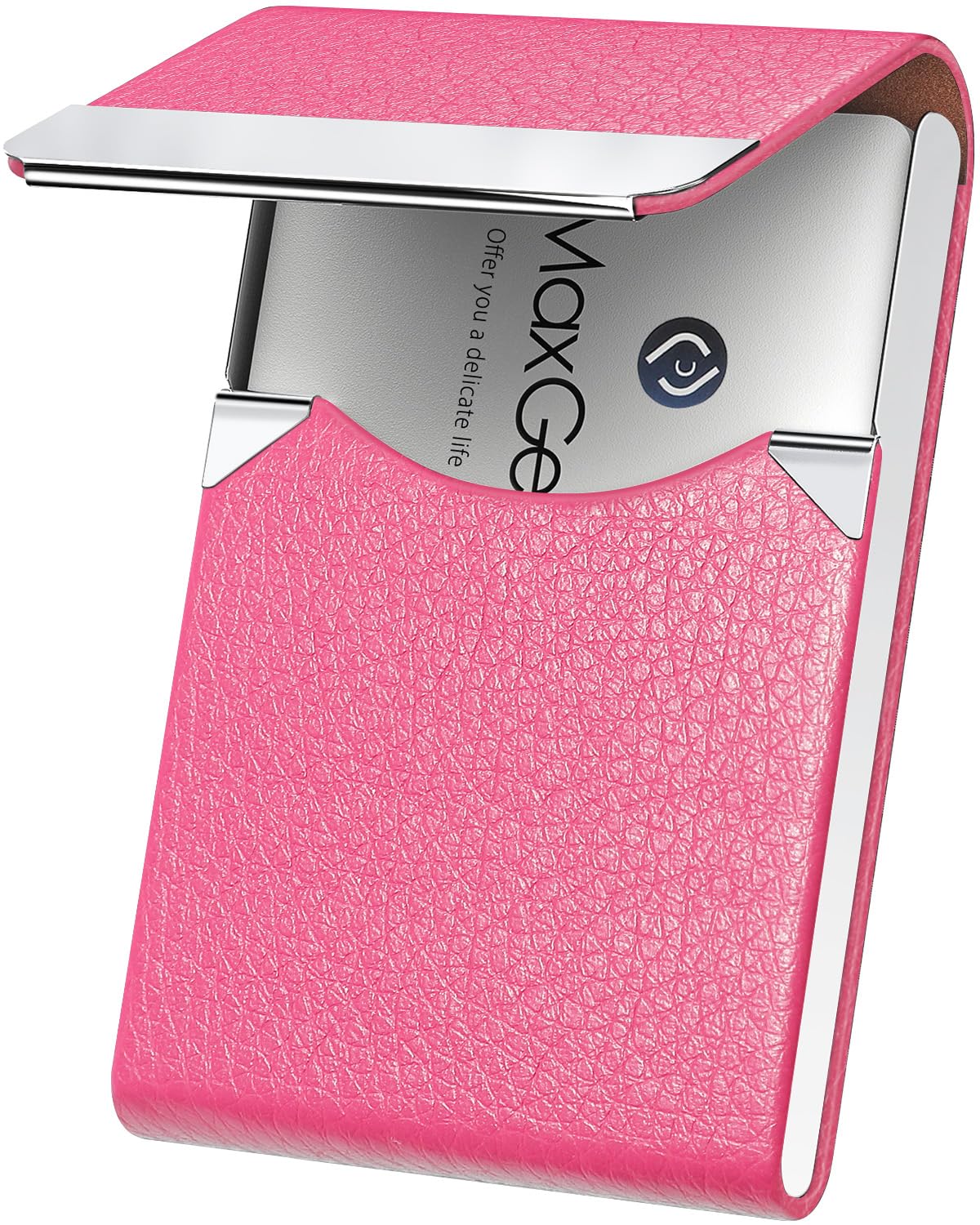 Slim Magnetic Leather Business Card Holder Case for Men & Women