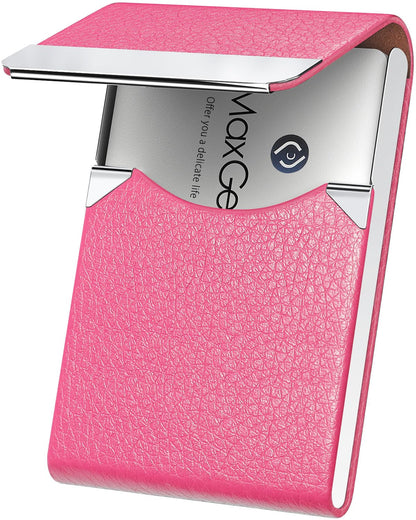Slim Magnetic Leather Business Card Holder Case for Men & Women