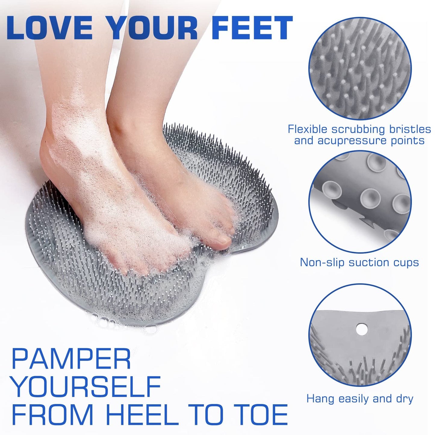 Silicone Shower Foot Scrubber & Back Massager Mat