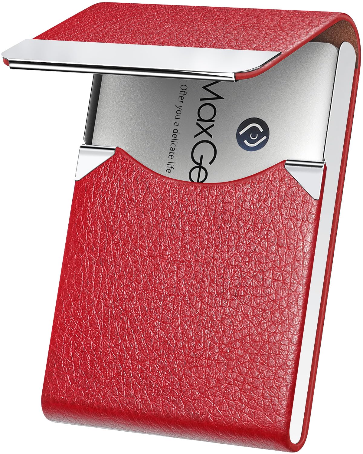 Slim Magnetic Leather Business Card Holder Case for Men & Women