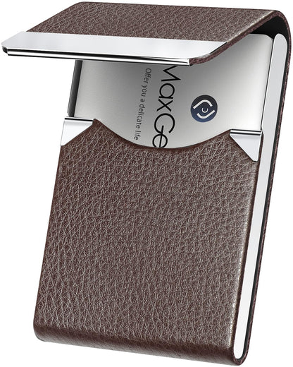 Slim Magnetic Leather Business Card Holder Case for Men & Women