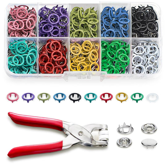 200 Sets Metal Snap Buttons Kit with Fastener Pliers Tool